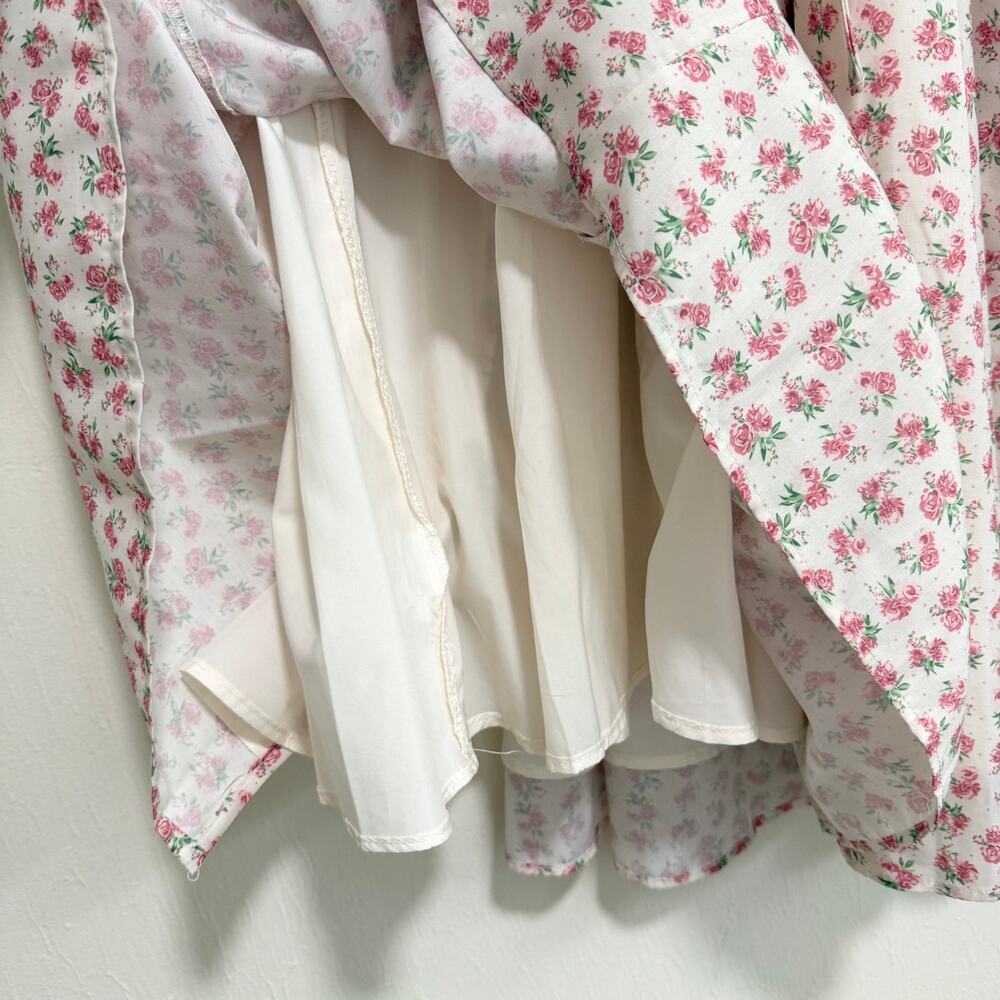 Petal & Pup Milkmaid Floral Maxi Dress M Pink Roses Corset Basque Waist Cottage - Picture 10 of 13